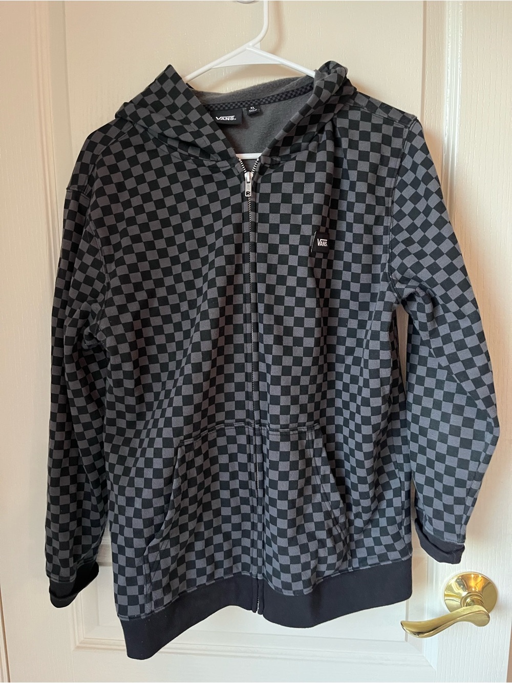 Vans Black & Gray Checkerboard Zip-Up Hoodie Jacket